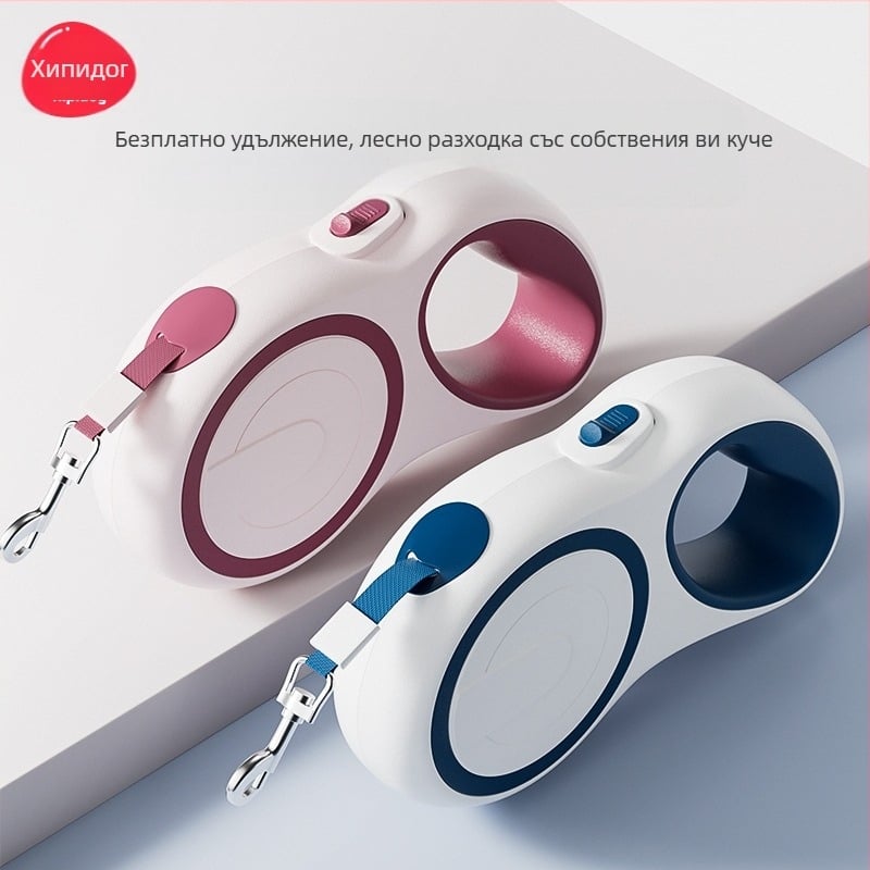 Hippy Dog автоматична разтягаща се каиш за кучета – нейлон, автоматично удължаване, подходяща за кучета от всички размери, 24 бр./кутия