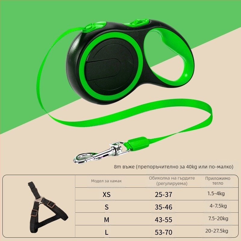 Hippy Dog автоматична разтягаща се каиш за кучета – нейлон, автоматично удължаване, подходяща за кучета от всички размери, 24 бр./кутия