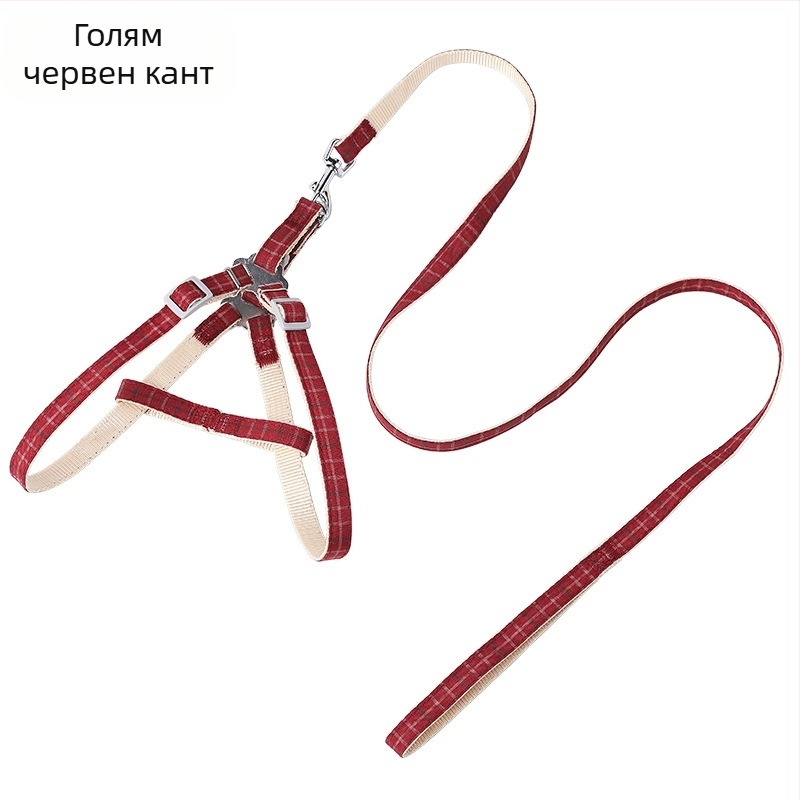 C Pet кучешка каишка, корейски стил, двуцветно каре за разходки