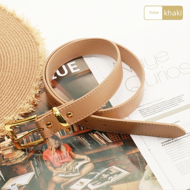 Женски колан - имитационна кожа, сплавна щифтова катарама, ширина 2,8 см, електроплатирано покритие, универсален стил