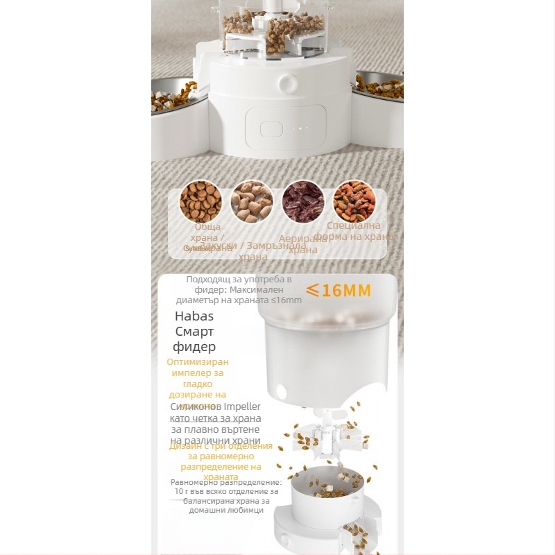 Интелигентен автоматичен хранилник с таймер, голям капацитет за котки и кучета