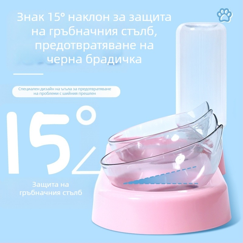 3-в-1 купа за котки и кучета с автоматично пиене на вода и защита от разливи, материал PP+PC