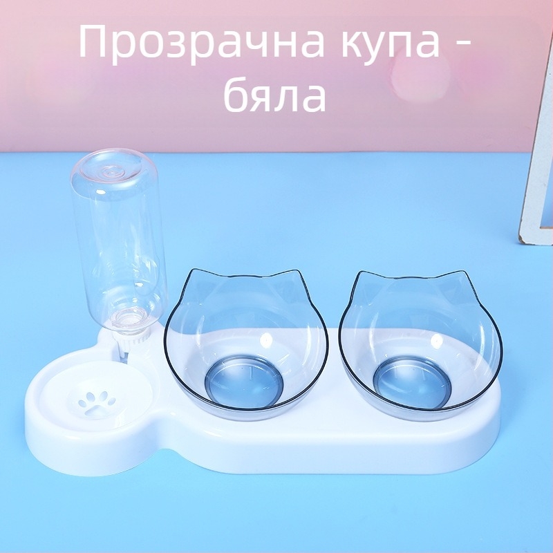 3-в-1 купа за котки и кучета с автоматично пиене на вода и защита от разливи, материал PP+PC