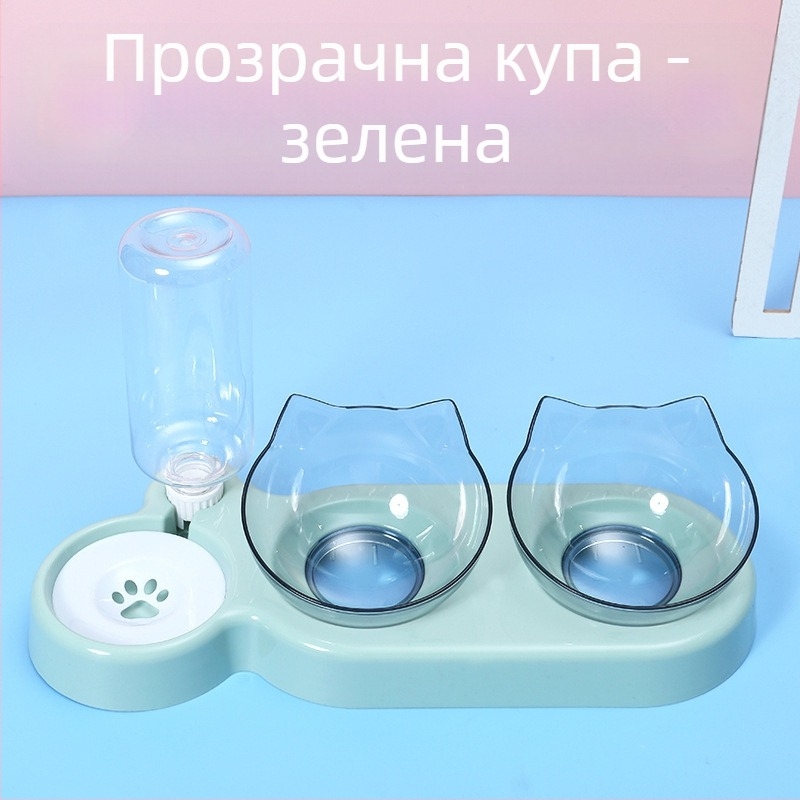 3-в-1 купа за котки и кучета с автоматично пиене на вода и защита от разливи, материал PP+PC