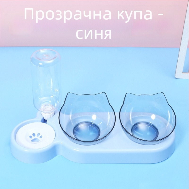 3-в-1 купа за котки и кучета с автоматично пиене на вода и защита от разливи, материал PP+PC