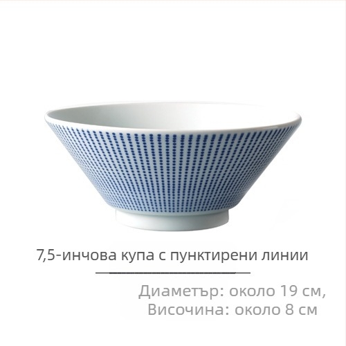 Nishida Muyu рамен купа, порцелан, ивици, японски стил, кръгла форма, подходяща за микровълнова