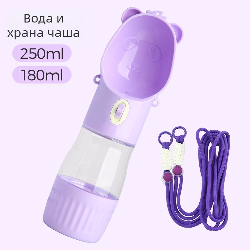 Чаша за вода за разходки с кучета — интегриран преносим дизайн с презрамка, ABS+PC, единична опаковка