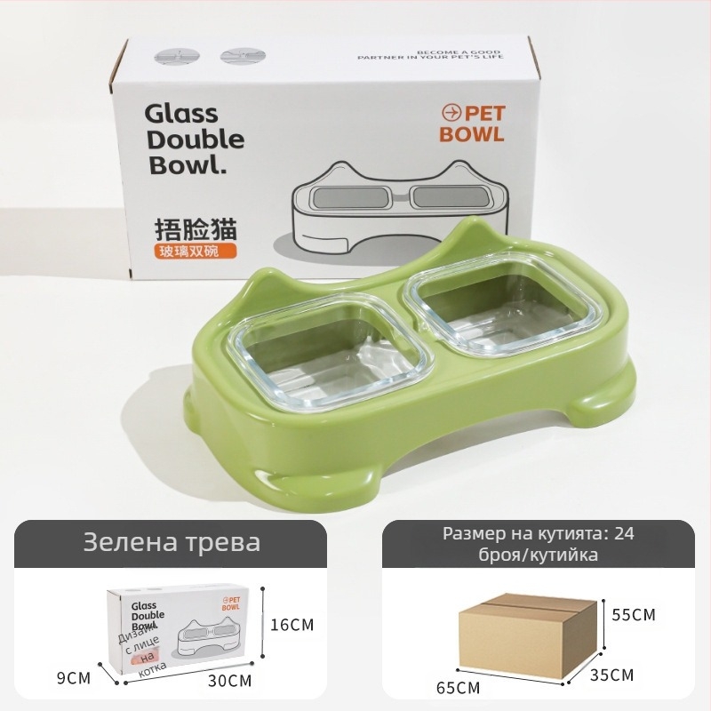 Разделяема хранилка за кучета и котки, капкоустойчива, единична купа — Материал PP+стъкло, марка Hawoo Howo