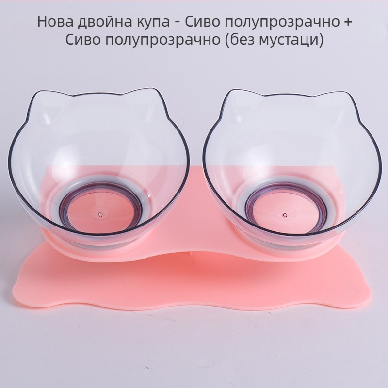 Автоматична купа за храна и вода за котки и кучета с наклонен дизайн — единична или двойна купа