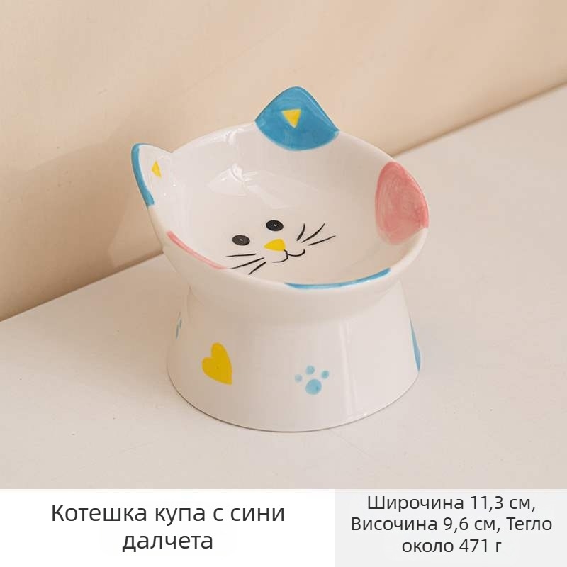 Керамична котешка купа с висока стойка - марка Because of sheng; Категория: Инструменти за хранене за домашни любимци; Подходяща за котки; Опаковка: 100 бр.