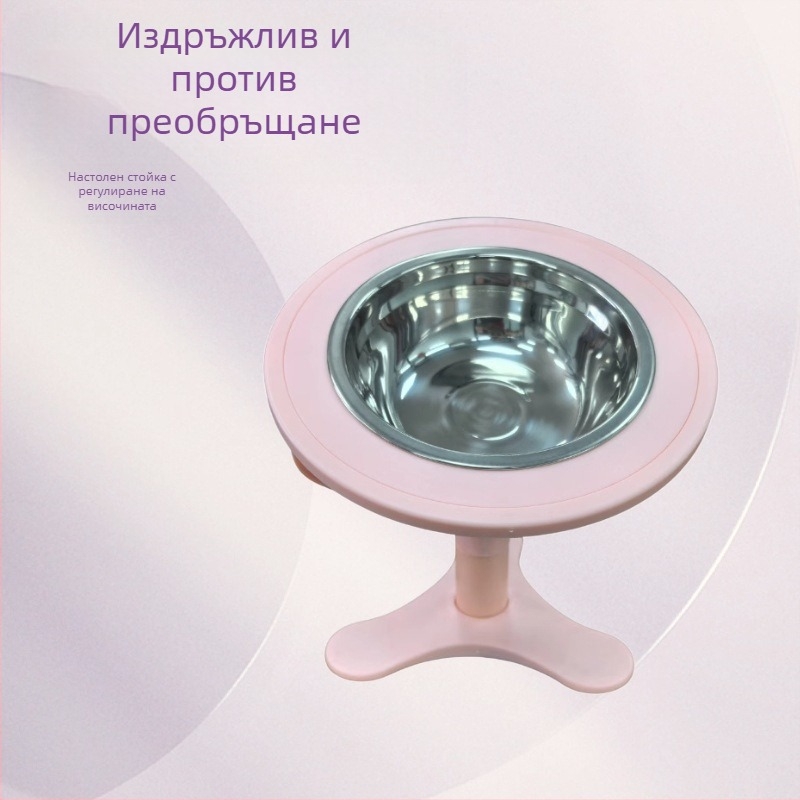 Комплект за кучета и котки за бавно хранене — защита от преобръщане, включва държател за купа, неръждаеми купи и плочи за бавно хранене с триъгълна подставка