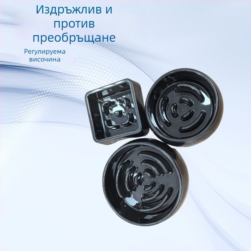 Комплект за кучета и котки за бавно хранене — защита от преобръщане, включва държател за купа, неръждаеми купи и плочи за бавно хранене с триъгълна подставка