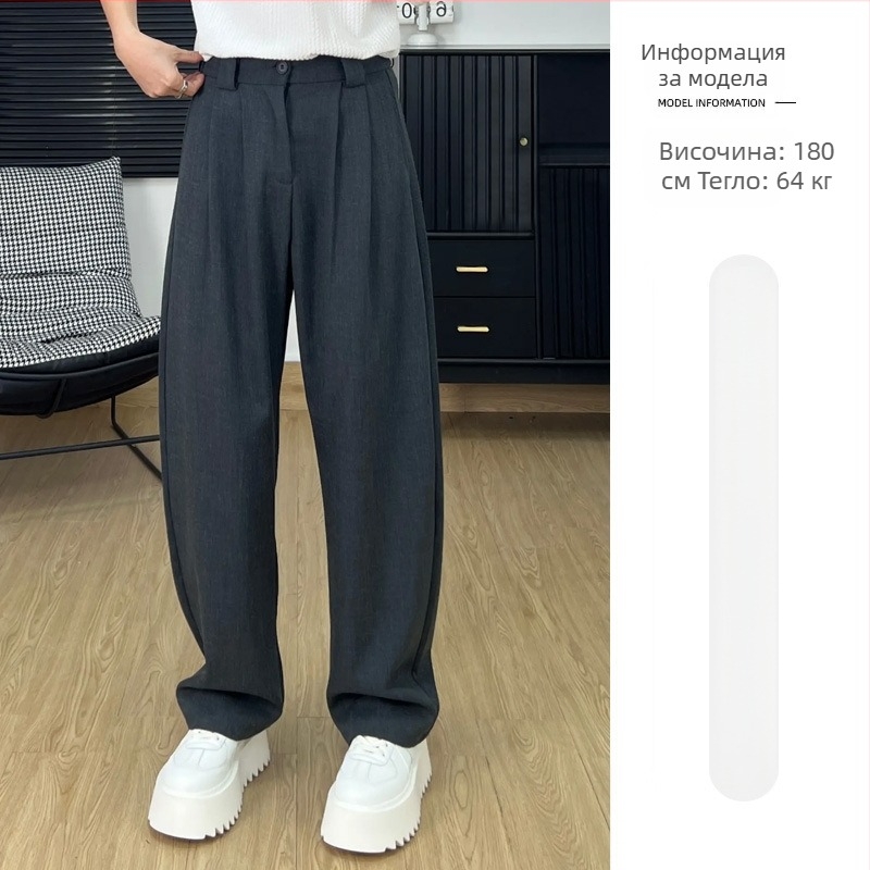 Мъжки панталони със свободна кройка, широки крачоли, 100% полиестер, за пролет и есен