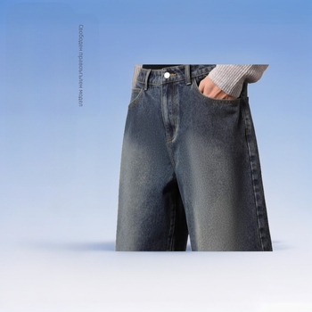 Мъжки дънкови панталони със свободна кройка, къс модел, пускан пролет 2025, деним Cowboy, 85% полиестер