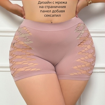 Дамски безшевни боксерки с висока талия, повдигащ ефект, дишащ найлон (90–95%), памучно чатало