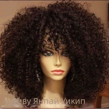 Комплект парик с къси къдрици - екзотичен стил, термоустойчива нишка, реалистичен изглед