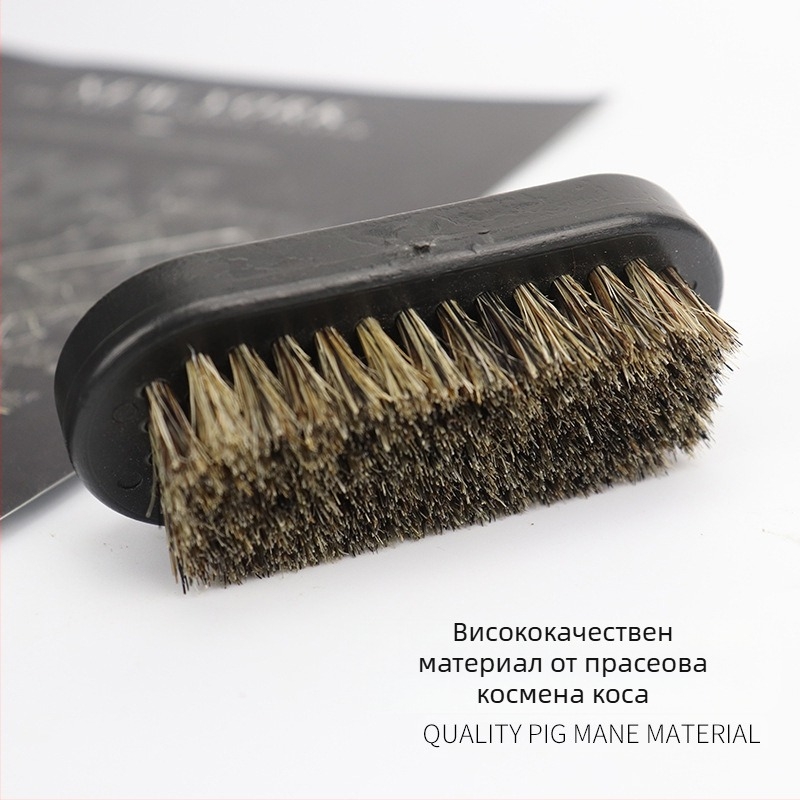 Четка за брада, портативна с пластмасова дръжка, 1 бр., смола + четина, дължина на четината 3 см