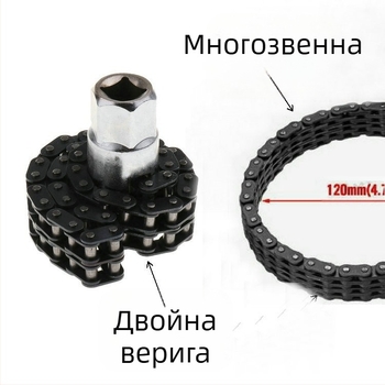 44-секционен гайков ключ за филтър с двойна верига