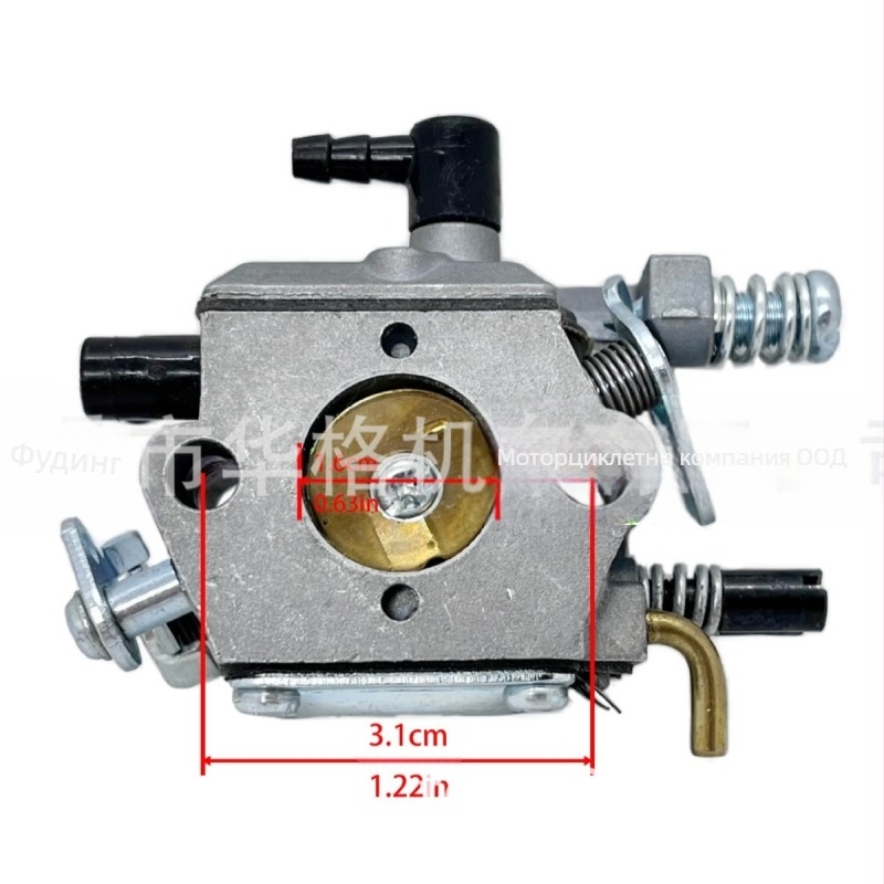 Механичен карбуратор Wagner за градинска косилка, 45cc/52cc/58cc двутактов двигател, модел 5200, пластмасово свързване на масло