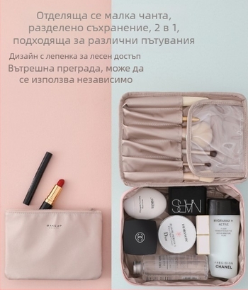 Чанта за грим, корейски стил, нетъкан текстил, хоризонтална квадратна форма, цип