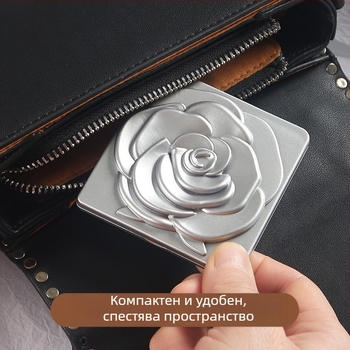 Двустранно огледало за грим, преносимо, сгъваемо, кръгло, за спалня и баня