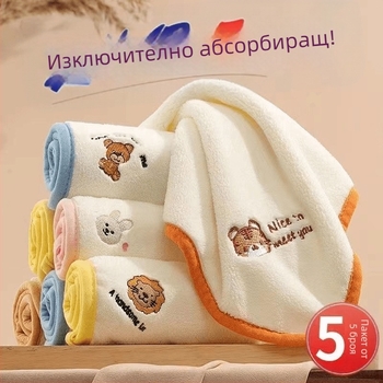 5-пакет детски квадратни кърпички за лице от коралов велур, карикатура Спайдърмен, тегло 25 g, с печат на лого