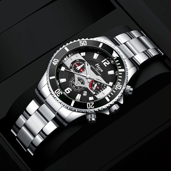 Мъжки бизнес часовник, комплект портфейл и парфюм с PU каишка — кварцов ход Zhongsheng Z618, корпус от сплав