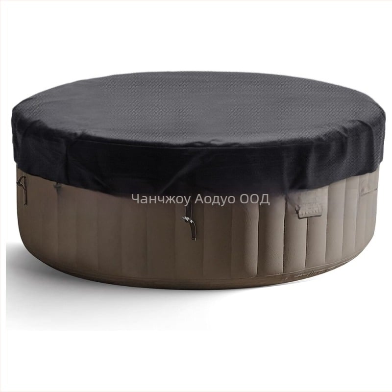 Външно кръгло покривало за вана от Oxford плат; водоустойчиво снегоустойчиво прахозащитно и слънцезащитно; за външна употреба; персонализирано с печатно лого