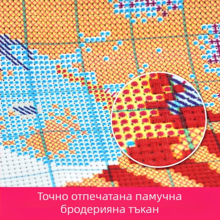 Пасторална кръстосана бродерия – Ландшафт с цветя, 11CT, за дневна, спалня и кабинет