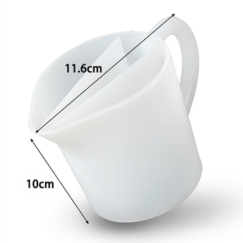 Силиконова чашка за смесване с три секции и дръжка - за оцветяване на кремове и украса на торти