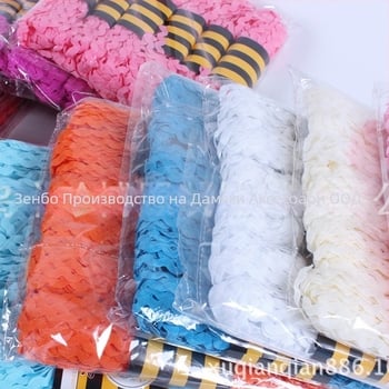 Дантелена лента за облекло от полиестер, S-образна водно-вълнова форма, закръглен кант, Jumbo