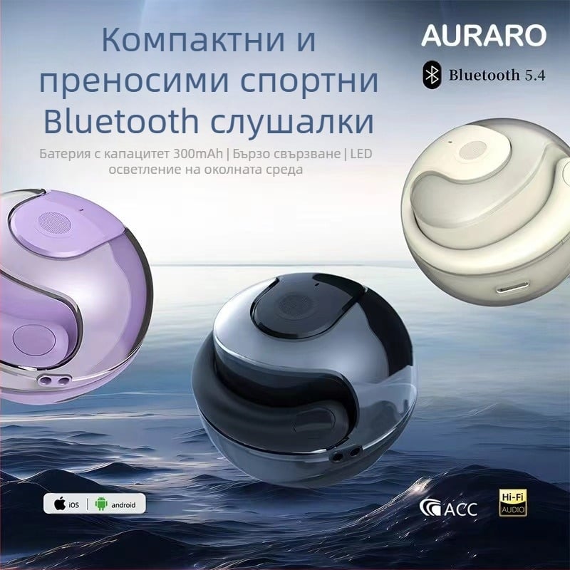Air conduction Neckband слушалки с шумопотискане, 8+ часа автономия, Bluetooth 5.0, обхват 10 м, IPX5 водо- и прахоустойчиви