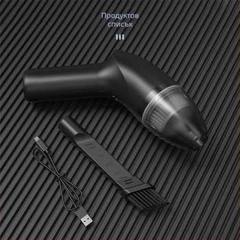 Безжичен ръчен вакуум за бюро и кола – 64W, всмукване 3100–4000Pa, USB зареждане, вградена 2000–2500mAh батерия, осветление