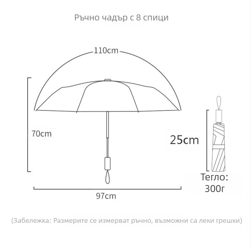 Чадър с пълен графичен печат (Полиестер 190T, Железна конструкция с 8 ребра, Радиус 62 см и повече, Тегло 680 г)