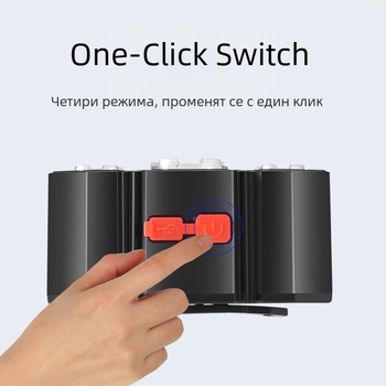 Зареждаема челна лампа с вградена 18650 батерия (1200 mAh), USB зареждане, COB светлина с 5 LED, ABS корпус, обхват до 50 м