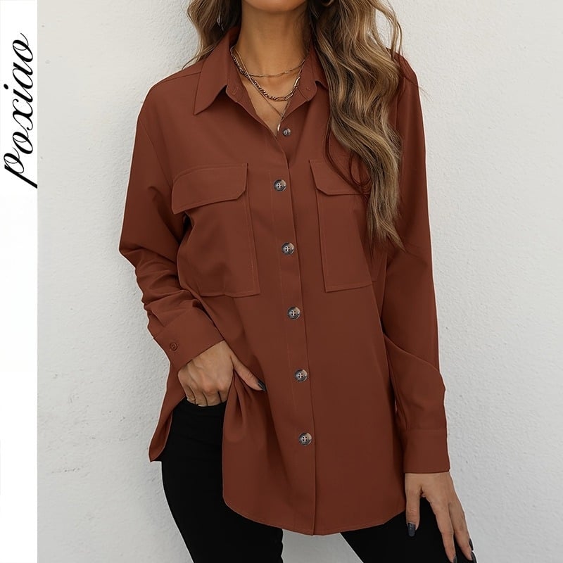 Риза полиестер, дълги ръкави, яка с ревер, свободна кройка, закопчаване с катарами