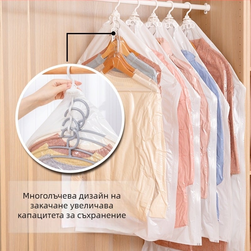 Висяща вакуумна компресионна чанта за домашно съхранение на пухени палта и дрехи – PA+PE, модел SNGG001, без помпа