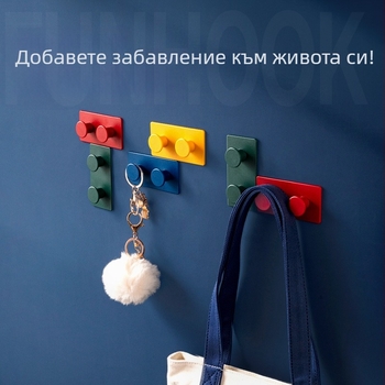 Самозалепваща закачалка, двойна кука (ABS, максимален товар 2 кг, комплект 4 броя)
