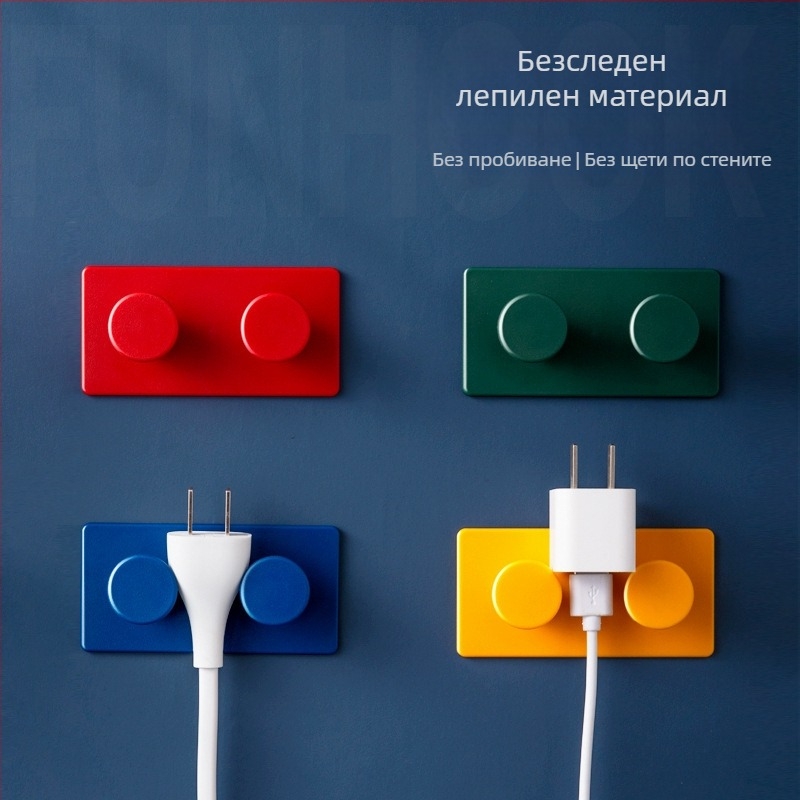 Самозалепваща закачалка, двойна кука (ABS, максимален товар 2 кг, комплект 4 броя)