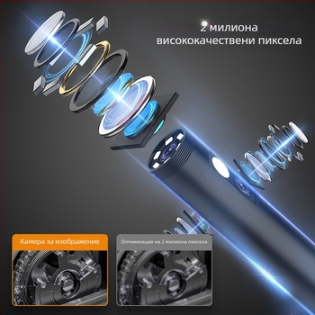 Портативен индустриален ендоскоп със екран за инспекция на тръби за климатизация — зонд диаметър 8, работна дължина 1000, 178° зрително поле, LED осветление, пиксели 200w