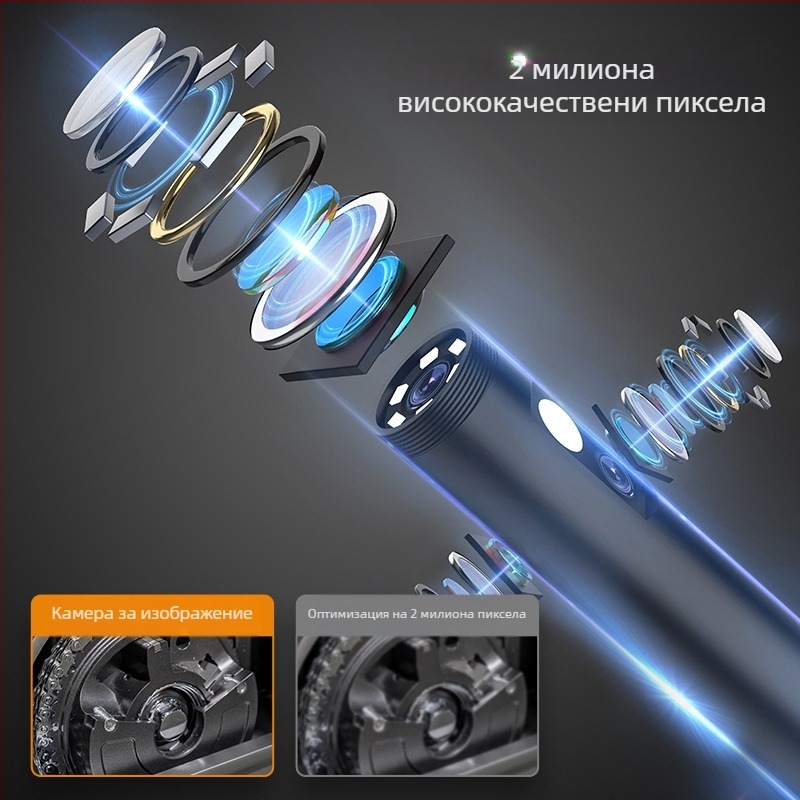 Портативен индустриален ендоскоп със екран за инспекция на тръби за климатизация — зонд диаметър 8, работна дължина 1000, 178° зрително поле, LED осветление, пиксели 200w