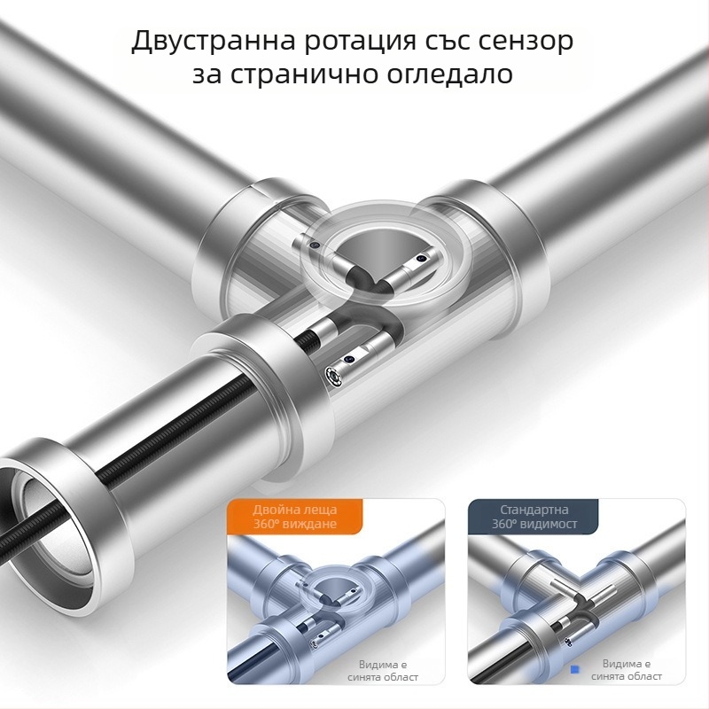 Ръчен индустриален ендоскоп за инспекция на тръбопроводи, 360° въртене, HD изображение, IP67 водоустойчив, IPS дисплей