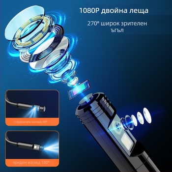 Ръчен индустриален ендоскоп с 4,3-инчов HD екран и 8 мм обектив (IP67 • 1080p • 2000mAh • 3–4 ч)