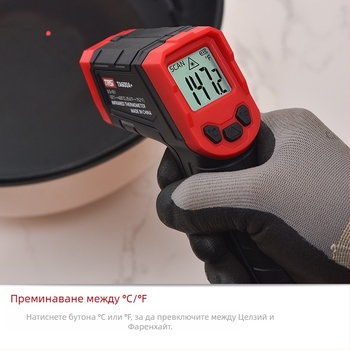 TA600A+ инфрачервен термометър, четирицифрен дисплей, време за реакция <500 с, батерия 2× AAA