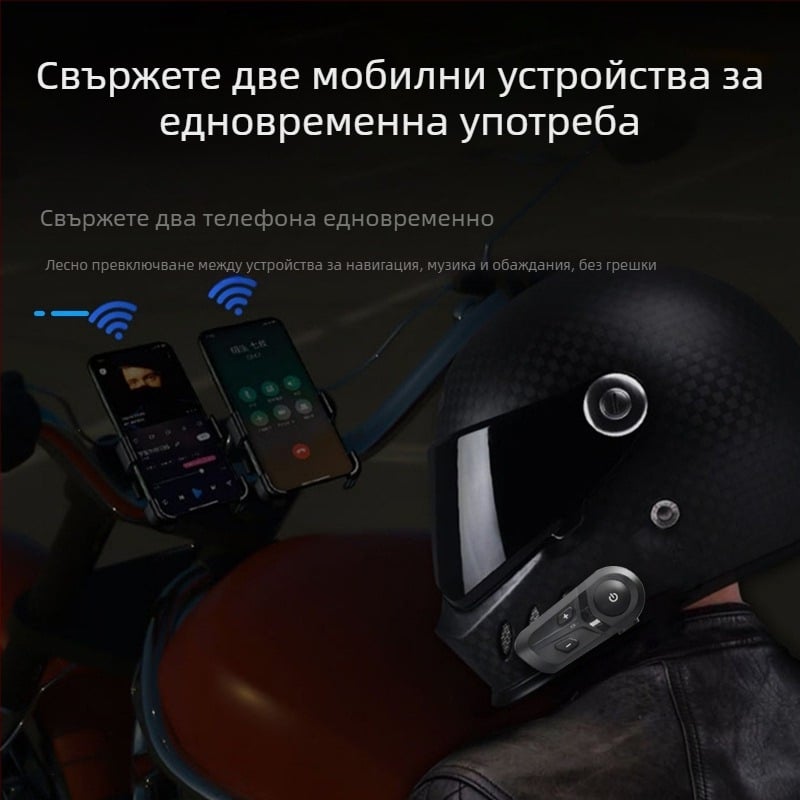 L1 Bluetooth слушалка за каска за мотоциклет – каска-интерком, водоустойчива и прахоустойчива, моно едноухална, обхват 100 м, 32 ч работа, поддържа обаждания и музика
