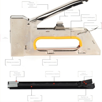 Пистолет за пирони 1008F серия, 8 мм пирони, вместимост 100 пирона, за рекламна декорация и дървообработване