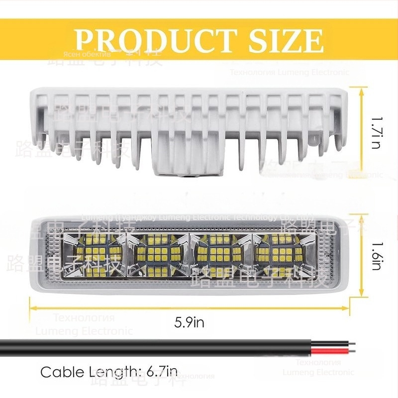 72W LED автомобилна работна светлина - алуминиево тяло, универсална офроуд таванна светлина, 12-60V DC, 6000LM, 6000K