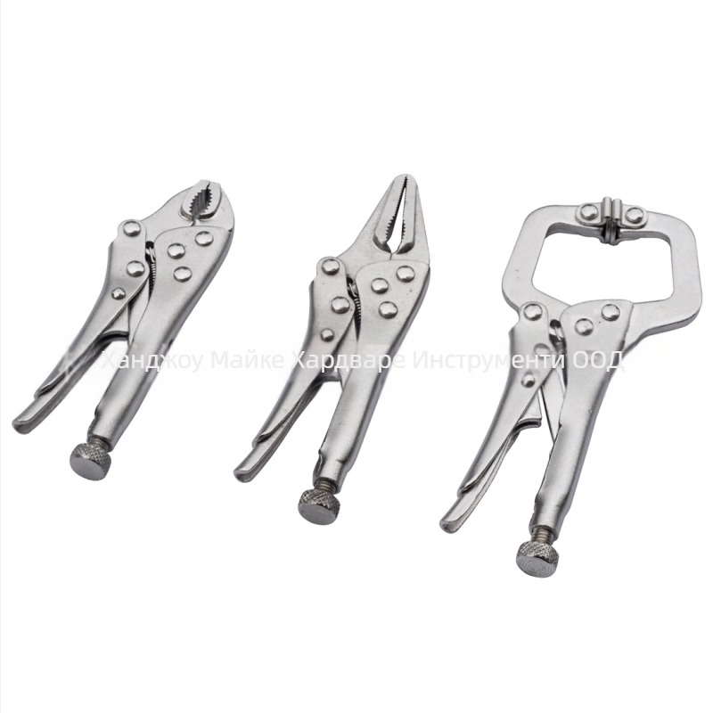 MACWORK 3-части комплект мини клещи от въглеродна стомана: клещи с кръгъл нос, клещи с игловиден нос и C-образни клещи; глава от 45# стомана; отваряне на челюстите 25 мм; тегло 330 г