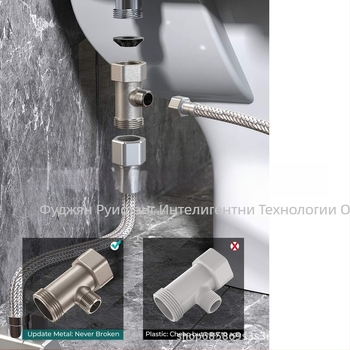 Женски биде с двойно пръскане и дюза със самопочистване, без електричество; регулируемо водно налягане, ABS, CUPC сертифициран, модел 507013