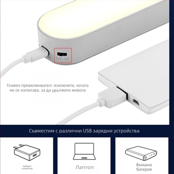 Магнитна LED лампа с USB зареждане, докосване за регулиране яркостта, вградена литиева батерия, модерен минималистичен настолен осветител за общежитие